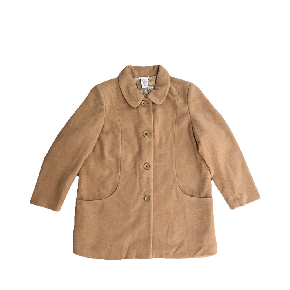 Blair Vintage Camel Wool Blend Coat Structured Shoulder‎ Pads Womens Size L NWOT